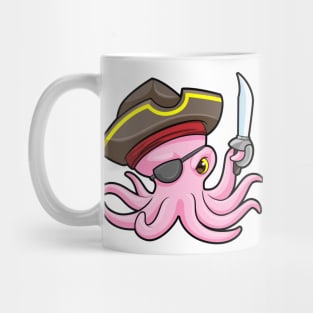 Octopus as Pirate with Saber & Eye patch Mug